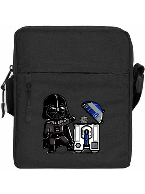 Zepplin Giyim Darth Vader R2D2 Trashcan Omuz Çantası Fermuarlı Siyah Renk