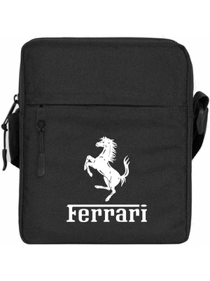 Zepplin Giyim Ferari Logo Omuz Çantası Fermuarlı Siyah Renk