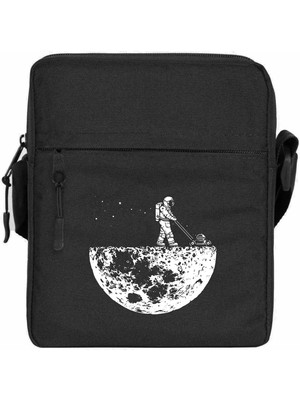 Zepplin Giyim Moon Life Omuz Çantası Fermuarlı Siyah Renk
