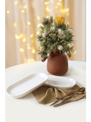 Keramika Beyaz Noyan Kayık Tabak 28 cm 2 Adet 006