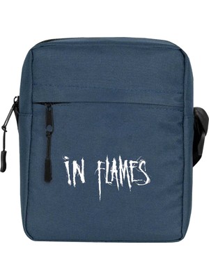 Zepplin Giyim In Flames Logo Omuz Çantası Fermuarlı Lacivert Renk