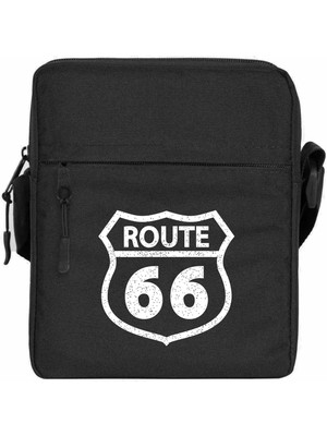 Zepplin Giyim ROUTE66 Logo Omuz Çantası Fermuarlı Siyah Renk