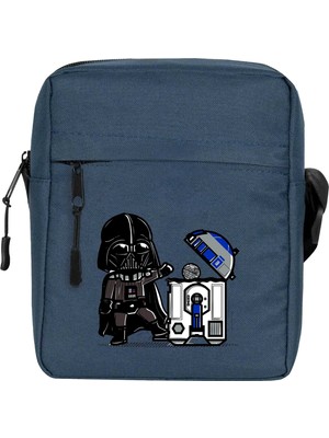 Zepplin Giyim Darth Vader R2D2 Trashcan Omuz Çantası Fermuarlı Lacivert Renk