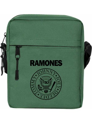 Zepplin Giyim Ramones Look Out Below Omuz Çantası Fermuarlı Yeşil Renk