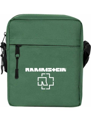 Zepplin Giyim Rammstein Logo 2 Omuz Çantası Fermuarlı Yeşil Renk