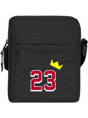 Zepplin Giyim Michael Jordan 23 King Omuz Çantası Fermuarlı Siyah Renk