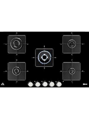 Ukinox Ares 90 Xf 5 Gözlü Siyah Ankastre Cam Ocak