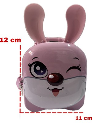 Hürpa Tedarik Anahtarlı Kilitli Metal Gri Kumbara Tavşan Temalı