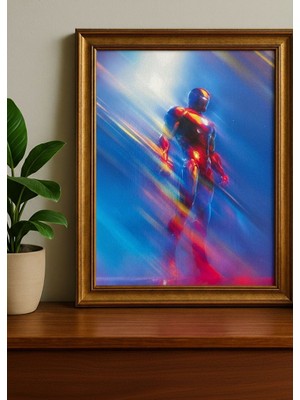 Enerjik Işık Efektli Altın Çerçeveli Premium Duvar Tablosu