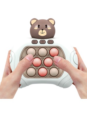 Creative Games Sevimli Ayıcık Işıklı ve Sesli Pilli Popit Eğitici Oyuncak Push Pop Konsol 4 Farklı Oyun Modlu