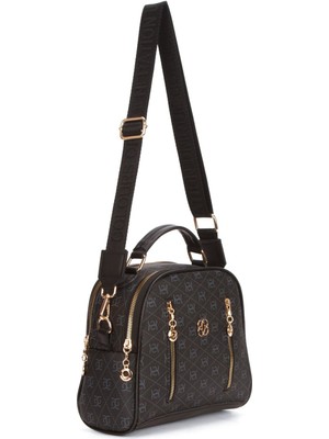 Newish Polo Kadın Kumaş Uzun Askılı El ve Omuz Çantası – Siyah Lacivert – NEWPOLO373