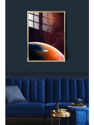 Hediye Metal Baskı Mars Gezegen Çerçeveli Metal Poster Tablo