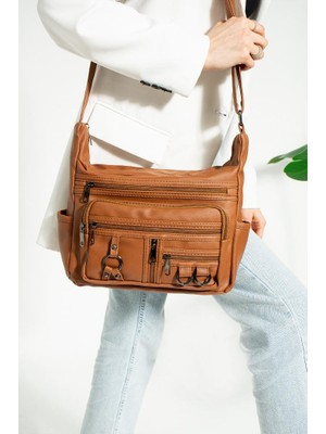 Baginn Y.s.deri Kadın Postacı Çanta Çok Cepli 30*20 cm Vegan Deri Bayan Çapraz Askılı Omuz Çantası