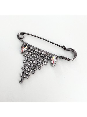 Yumakça Taşlı Broş Üzüm Salkım Model Gri, Şık Şal Elbise ve Yaka Iğnesi