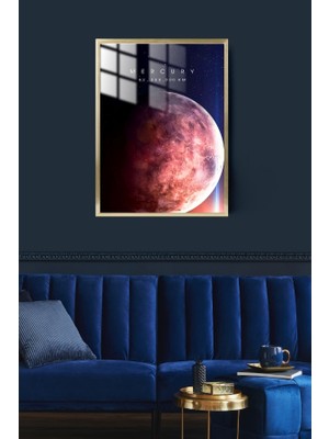 Hediye Metal Baskı Merkür Gezegen Çerçeveli Metal Poster Tablo