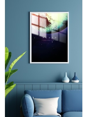 Hediye Metal Baskı Plüton Gezegen Çerçeveli Metal Poster Tablo
