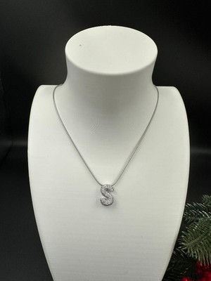 Stainless Steel Gümüş Renk Taşlı S Harfi Kolye