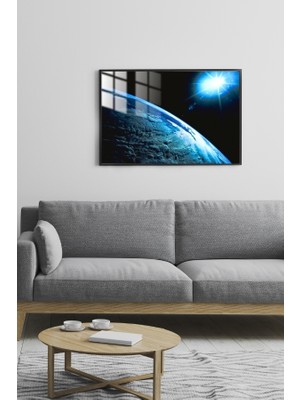 Hediye Metal Baskı Uzay Gezegen Çerçeveli Metal Poster Tablo