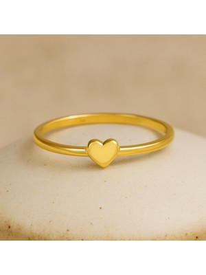 Oro Bravo 14 Ayar Altın Minimal Kalp Yüzük