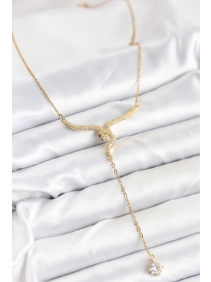 Callerrons Accessories Zincir Gold Renk Yılan Model Y Kolye - EBJ251115W38398