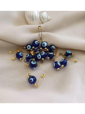 10 Adet 12 mm Maşallahlık Iğneli Cam Nazar Boncuğu