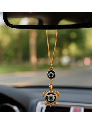 OBRAX Altin Renkli Kaplumbağa Nazar Boncuğu Dikiz Aynasi Süsü Araba Süsü