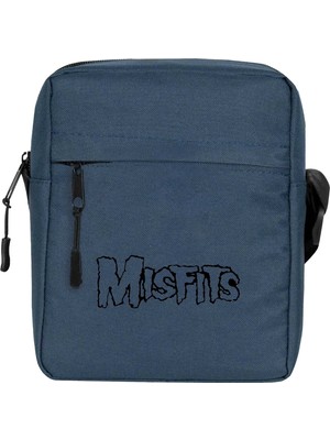 Zepplin Giyim Misfits Logo Black Omuz Çantası Fermuarlı Lacivert Renk