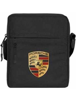 Zepplin Giyim Porshe Logo Omuz Çantası Fermuarlı Siyah Renk