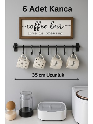 Alper Banyo 6 Kancalı Dekoratif Plastik Retro Mutfak Havlu Askısı, Fincan , Kupa Askısı | 35 cm | Montajlı Ürün