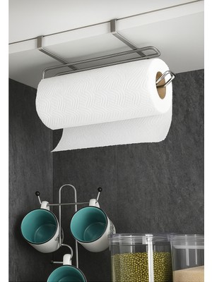 Alper Banyo Krom Çok Amaçlı Dolap Kapağı ve Raf Altı Kağıt Havlu Askısı | Metal