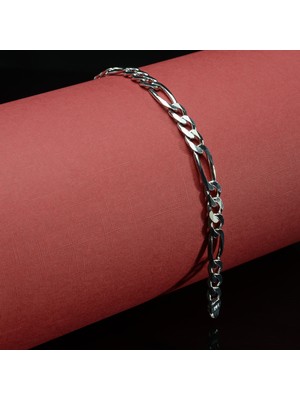 Silvalli 200 Mikron Rodyum Figaro Gümüş Bileklik