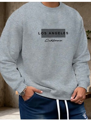 Punix Punıx Büyük Beden Özel Seri Los Angeles Baskılı Bisiklet Yaka Oversize Erkek Trend Sweatshırt