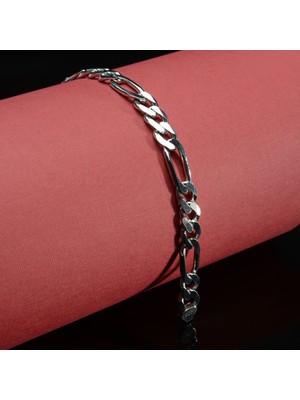 Silvalli 250 Mikron Rodyum Figaro Gümüş Bileklik