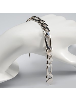 Silvalli 300 Mikron Rodyum Figaro Gümüş Bileklik