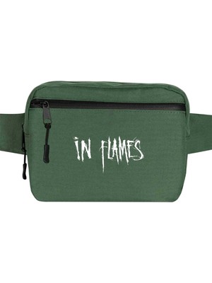Zepplin Giyim In Flames Logo Bel Çantası Fermuarlı Yeşil Renk
