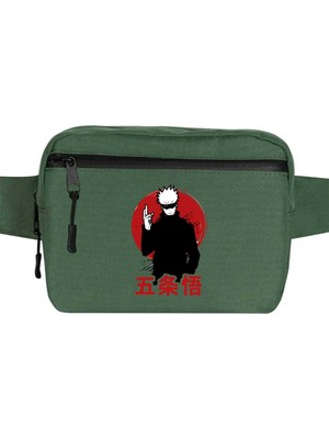 Zepplin Giyim Megumi Jajutsu Kaisen Bel Çantası Fermuarlı Yeşil Renk