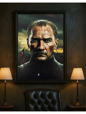 Atatürk – Özel Portre Tasarım Siyah Çerçeveli Duvar Tablosu