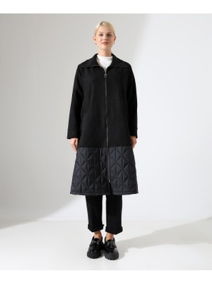 Fi'l Arz Fashion Fermuar Kapama Kapitone Uzun Kaban