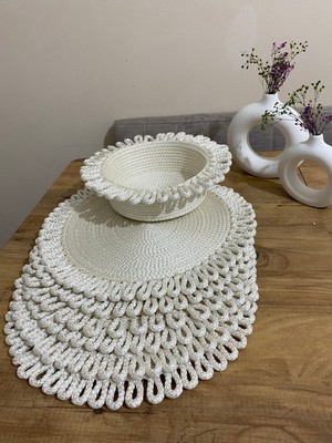 Hasırhane Bej Galaxy Modern Jüt Supla ve Ekmeklik 7'li Set