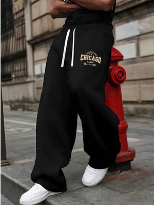 Amor Man Büyük Beden Özel Tasarım California Baskılı %100 Pamuk Kışlık Bol Paça Hip Hop  Erkek Eşofman Altı