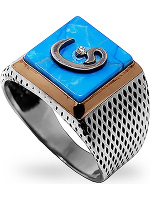 Besen Gümüş Firuze Taşlı Vav Gümüş Yüzük