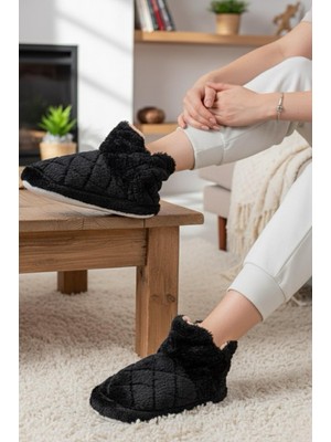 Oksit Ness Kadın Ev Botu Peluş Ev Pandufu Ses Yapmaz Taban Sıcak Şık Kürklü Panduf Ev Botu