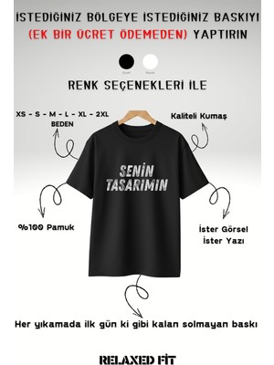 Color Luxe Kişiye Özel Baskı (Kendin Tasarla) Baskılı %100 Pamuk Bisiklet Yaka Relax Kesim T-Shirt