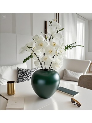 Lui Tasarım Dekoratif Vazo Yeşil Seramik Bohem Iskandinav Tarzı Şık Tasarım