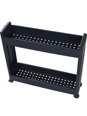 altabi Slim Organizer 2 Katlı Plastik Banyo / Mutfak Düzenleyici Raf – Antrasit (49,5 × 14 × 45 Cm)