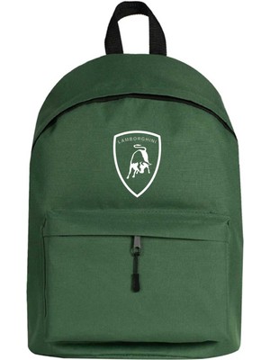 Zepplin Giyim Lamborghni Logo White Sırt Çantası Yeşil Renk