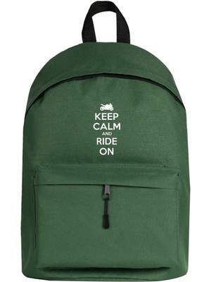Zepplin Giyim Keep Calm And Ride On Sırt Çantası Yeşil Renk