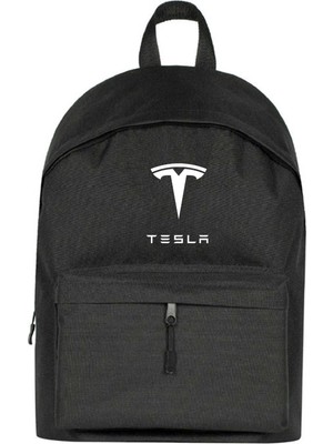 Zepplin Giyim Tesla Logo Text Sırt Çantası Siyah Renk