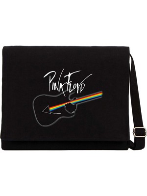 Zepplin Giyim Pink Floyd Guitar Siyah Kanvas Postacı Çantası