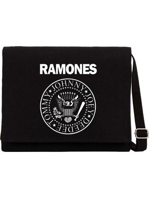 Zepplin Giyim Ramones Bw Siyah Kanvas Postacı Çantası